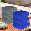 Kuber Industries Pack of 6 Super Absorbent &amp; Reusable Microfibre Face Towel for Women | 15x15 in | 250 GSM Kids Soft &amp; Easy to Wash Small Towels for Face and Hand | Plain Grey &amp; Blue