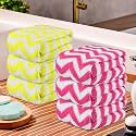 Kuber Industries Pack of 6 Super Absorbent &amp; Reusable Microfibre Face Towels for Women | 15x15 in | Kids Soft &amp; Easy to Wash Small Towels for Face and Hand | Zig Zag Yellow &amp; Pink