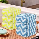 Kuber Industries Pack of 6 Super Absorbent &amp; Reusable Microfibre Face Towels for Women | 15x15 in | Kids Soft &amp; Easy to Wash Small Towels for Face and Hand | Zig Zag Yellow &amp; Blue