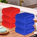 Kuber Industries Pack of 6 Super Absorbent &amp; Reusable Microfibre Face Towel for Women | 15x15 in | 250 GSM Kids Soft &amp; Easy to Wash Small Towels for Face and Hand | Plain Red &amp; Blue