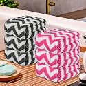 Kuber Industries Pack of 6 Super Absorbent &amp; Reusable Microfibre Face Towels for Women | 15x15 in | Kids Soft &amp; Easy to Wash Small Towels for Face and Hand | Zig Zag Grey &amp; Pink