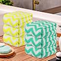 Kuber Industries Pack of 6 Super Absorbent &amp; Reusable Microfibre Face Towels for Women | 15x15 in | Kids Soft &amp; Easy to Wash Small Towels for Face and Hand | Zig Zag Yellow &amp; Green