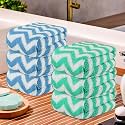 Kuber Industries Pack of 6 Super Absorbent &amp; Reusable Microfibre Face Towels for Women | 15x15 in | Kids Soft &amp; Easy to Wash Small Towels for Face and Hand | Zig Zag Blue &amp; Green
