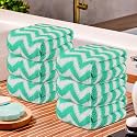 Kuber Industries Pack of 12 Super Absorbent &amp; Reusable Microfibre Face Towel for Women | 15x15 In | 250 GSM Kids Soft &amp; Easy to Wash Small Towels for Face and Hand | Zig Zag Green