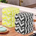 Kuber Industries Pack of 6 Super Absorbent &amp; Reusable Microfibre Face Towels for Women | 15x15 in | Kids Soft &amp; Easy to Wash Small Towels for Face and Hand | Zig Zag Yellow &amp; Grey