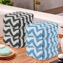 Kuber Industries Pack of 6 Super Absorbent &amp; Reusable Microfibre Face Towels for Women | 15x15 in | Kids Soft &amp; Easy to Wash Small Towels for Face and Hand | Zig Zag Grey &amp; Blue