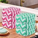 Kuber Industries Pack of 6 Super Absorbent &amp; Reusable Microfibre Face Towels for Women | 15x15 in | Kids Soft &amp; Easy to Wash Small Towels for Face and Hand | Zig Zag Pink &amp; Green