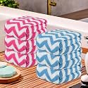 Kuber Industries Pack of 6 Super Absorbent &amp; Reusable Microfibre Face Towels for Women | 15x15 in | Kids Soft &amp; Easy to Wash Small Towels for Face and Hand | Zig Zag Pink &amp; Blue