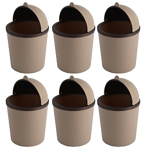 kuber industries pack of 6 table dustbin  desk dustbin with attached lid  countertop 1 ltr study table dustbin  portable dustbin for office kitchen bedroom  coffee