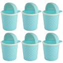 Kuber Industries (Pack of 6) Table Dustbin | Teddy Desk Dustbin With Attached Lid | Dustbin For Office, Kitchen, Bedroom | Countertop 1 Ltr Study Table Dustbin | Sky Blue