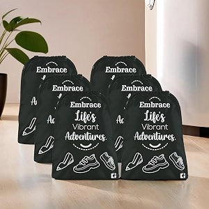 kuber industries pack of 6 travel packing bags  travel pouches  parachute travel organizer  organizer bags for travel-hiking-adventure  waterproof laundry bag  small  black