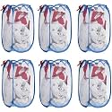 Kuber Industries Pack of 2 Unwashed Clothes Storage Basket | Foldable Laundry Basket for Clothes | Mesh Laundry Bag | Collapsible &amp; Portable | 30 LTR | Sky Blue