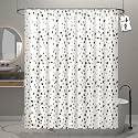 Kuber Industries Pack of 6 Waterproof 71" x 71" Shower Curtains for Bathroom with 12 Rings | Washroom Partition, Screen &amp; Wall Divider Parda for Bathing Privacy | JY-3-5 | Green Leaf Print - White
