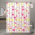 Kuber Industries PVC Shower Checkered Light-Filtering Curtain | 7 Feet White with Hooks for Bathroom