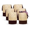 Kuber Industries Pack of 6 Waterproof Canvas Laundry Bag/Hamper|Metalic Printed With Handles|Foldable Bin &amp; 45 Liter Capicity|Size 37 x 37 x 46, (Brown)