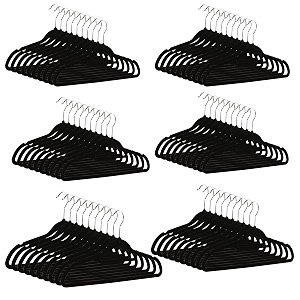 kuber industries pack of 60 hanger for clothes  space-saving sarees amp dress hanger for wardrobe  durable and non-slip design hangers for clothes hanging  hd-2-blk  black