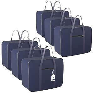 kuber industries pack of 7 nylon 35l small underbed storage box  blanket storage bagscover double bed storage containers  dustproof storage bag for clothes documents books toys  dark blue