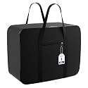 Kuber Industries Underbed Storage Bag|Rexine Jumbo Blanket Cover|Lightweight Storage Bag|Foldable Razai Bag|Zipper Storage Bag For Clothes with Handle|Large (Black), 27 cm