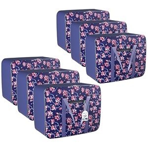 kuber industries storage bag  clothes storage attachi bag  underbed storage bag  zipper storage bag  wardrobe organizer with handle  travel attachi bag  flower-print  small  maroon