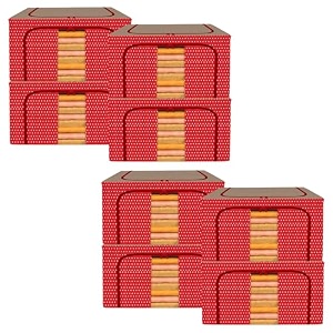kuber industries pack of 2 clothes storage box  66 liter foldable steel frame clothes organizer  underbed storage bag  storage box for wardrobe-saree-shirts and blankets  grey amp black