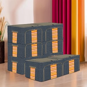 kuber industries 24 liter clothes storage box  foldable steel frame clothes organizer  storage box for wardrobe-saree-shirts and blankets  underbed storage bag  brown