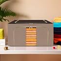 Kuber Industries 24 Liter Clothes Storage Box | Foldable Steel Frame Clothes Organizer | Storage Box For Wardrobe-Saree-Shirts And Blankets | Underbed Storage Bag | Brown