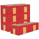 Kuber Industries Pack of 8 Clothes Storage Box | 44 Liter Foldable Steel Frame Clothes Organizer | Storage Bag | Storage Box For Wardrobe-Saree-Shirts And Blankets | Dot Print | Red &amp; Brown