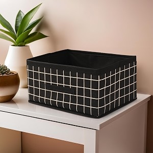 kuber industries pack of 2 foldable multi-purpose cloth organizer for storage with drawing handle  durable organisers storage box for clothestoys  check design -black