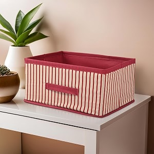 kuber industries foldable multi-purpose cloth organizer for storage with drawing handle  durable organisers storage box for clothestoys  lining print - pink