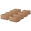 Kuber Industries Pack of 8 Foldable Multi-purpose Cloth Organizer for Storage with Drawing Handle | Durable Organisers Storage Box for Clothes/Toys | Check Design - Beige