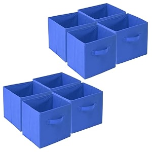 kuber industries pack of 6 foldable storage box  multipurpose storage organizer for clothes  plain wardrobe organizer for book stationary amp toys  11 inch  royal blue