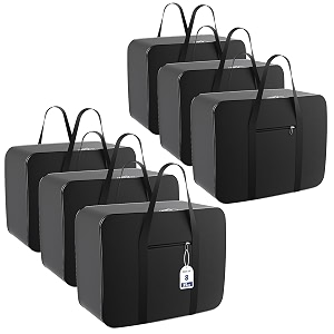 kuber industries pack of 8 nylon 35l small underbed storage box  blanket storage bagscover double bed storage containers  dustproof storage bag for clothes documents books toys  black