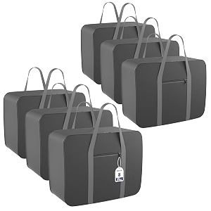 kuber industries pack of 8 nylon 35l small underbed storage box  blanket storage bagscover double bed storage containers  dustproof storage bag for clothes documents books toys  grey