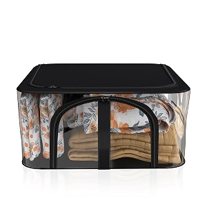 kuber industries 33l pvc transparent cloth organizer for wardrobe  storage bag for clothes large  dress organiser boxes for saree dresses bedsheet  storage box for clothes  black