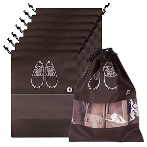 kuber industries pack of 8 shoe bags  shoe bags for travel  non-woven shoe storage bags  storage organizers set  shoe cover with transparent window  shoe dori cover  coffee