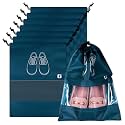 Kuber Industries Pack of 8 Shoe Bags | Shoe Bags for Travel | Non-Woven Shoe Storage Bags | Storage Organizers Set | Shoe Cover with Transparent Window | Shoe Dori Cover | Navy Blue