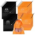 Kuber Industries Pack of 24 Shoe Bags | Shoe Bags for Travel | Non-Woven Shoe Storage Bags | Storage Organizers Set | Shoe Cover with Transparent Window | Shoe Dori Cover | Black &amp; Orange