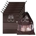 Kuber Industries Pack of 8 Shoe Bags | Shoe Bags for Travel | Non-Woven Shoe Storage Bags | Storage Organizers Set | Shoe Cover with Transparent Window | Shoe Dori Cover | Coffee