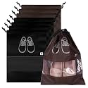 Kuber Industries Pack of 8 Shoe Bags | Shoe Bags for Travel | Non-Woven Shoe Storage Bags | Storage Organizers Set | Shoe Cover with Transparent Window | Shoe Dori Cover | Black &amp; Coffee