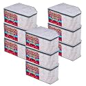 Kuber Industries (Pack of 9) Blouse Cover | Jute-Printed | Clothes Storage Bag | Wardrobe Organiser With Zipper | Side Transparent Blouse Organizer | Blouse Protector Bag | Grey