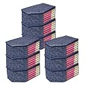 Kuber Industries (Pack of 3) Blouse Cover | Flower-Printed | Clothes Storage Bag | Wardrobe Organiser With Zipper | Side Transparent Blouse Organizer | Blouse Protector Bag | Navy Blue