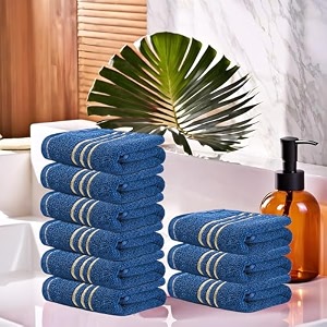 kuber industries pack of 3 cotton face towel  14x21 inch  workout gym napkins  hand towel for men amp woman  quick-drying napkins for travel use  plain crape-dark blue