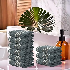 kuber industries pack of 24 cotton face towel  14x21 inch  workout gym napkins  hand towel for men amp woman  quick-drying napkins for travel use  plain crape-dark grey