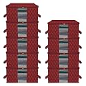 Kuber Industries Pack of 9 Non Woven Underbed Storage Organizer | Storage Bags For Clothes, Blanket | Clothes Storage Bag For with Handle &amp; Visible Window | Golden Printed - Maroon