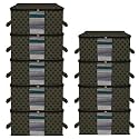 Kuber Industries Pack of 9 Non Woven Underbed Storage Organizer | Storage Bags For Clothes, Blanket | Clothes Storage Bag For with Handle &amp; Visible Window | Golden Dot - Black