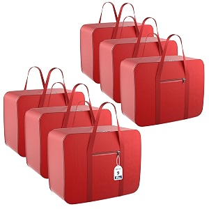 kuber industries pack of 9 nylon 35l small underbed storage box  blanket storage bagscover double bed storage containers  dustproof storage bag for clothes documents books toys  red