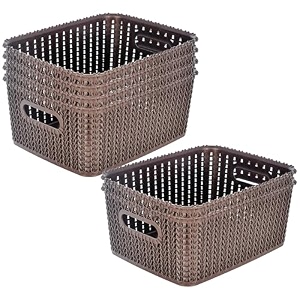kuber industries pack of 6 storage basket  large m 20  multipurposes countertop baskets  basket for storage kitchen stationary  cabinets storage organizer  brown