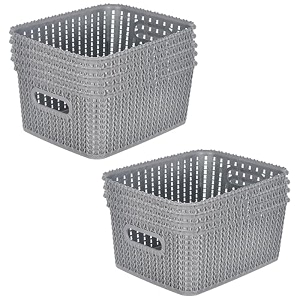 kuber industries pack of 6 storage basket  large m 20  multipurposes countertop baskets  basket for storage kitchen stationary  cabinets storage organizer  grey