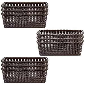 kuber industries pack of 9 storage basket  small m 15  multipurposes countertop baskets  basket for storage kitchen stationary  cabinets storage organizer  brown