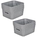 Kuber Industries (Pack of 6) Storage Basket | Large M 20 | Multipurposes Countertop Baskets | Basket For Storage, Kitchen, Stationary | Cabinets Storage Organizer | Grey